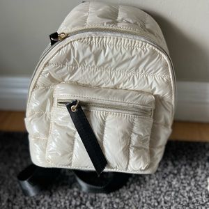White puffer mini backpack